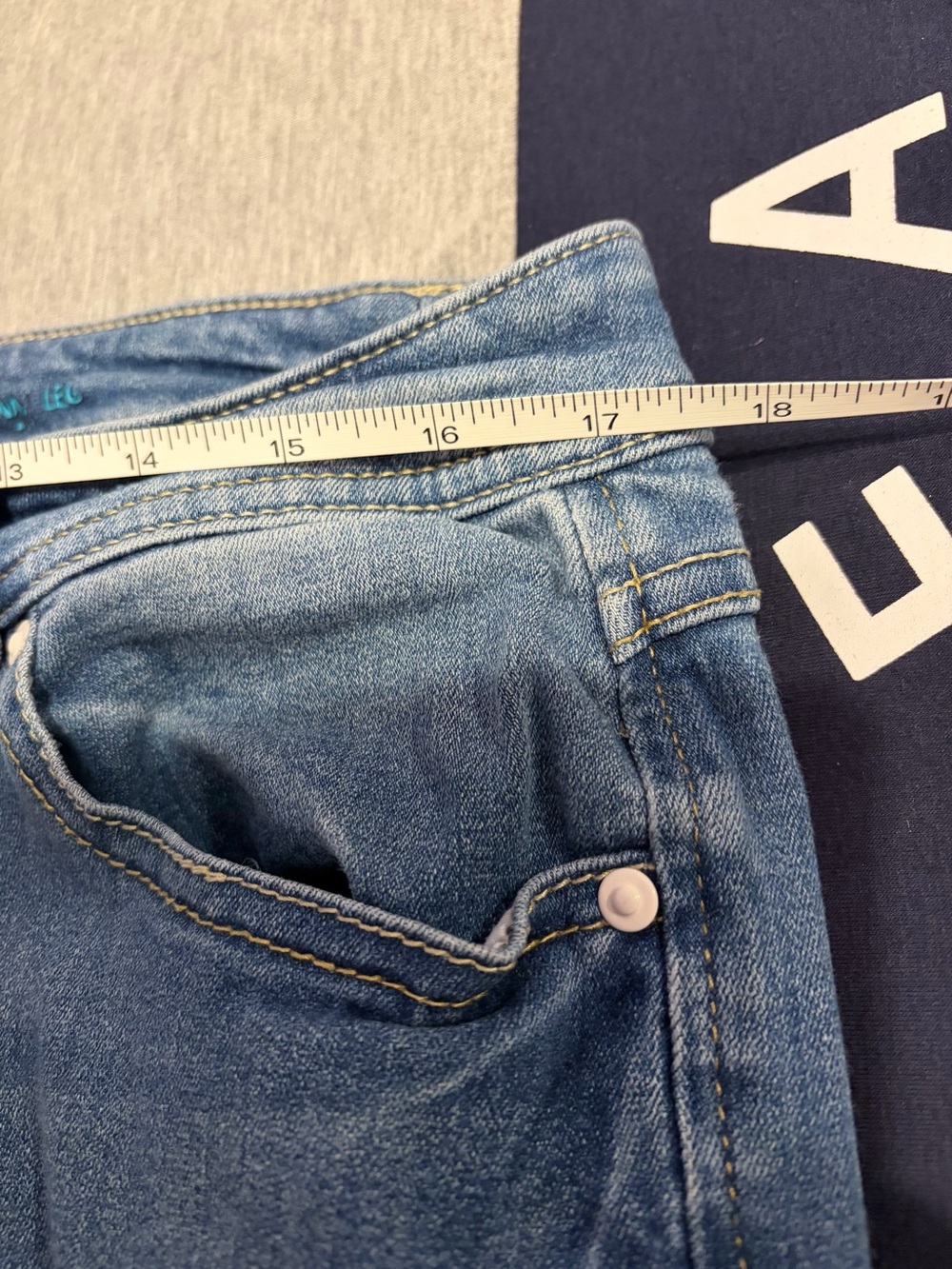 INC International Concepts Blue Distressed Skinny Jeans. Size 16 - Picture 7 of 9